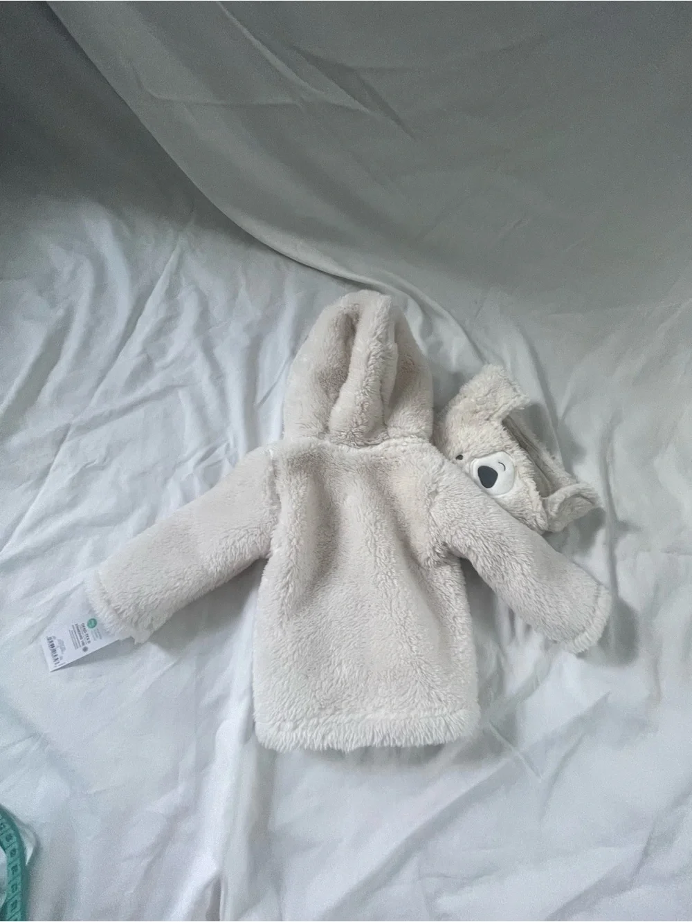 Carter's Plush Hooded Puffer Jacket in Cream with Hat NWT
